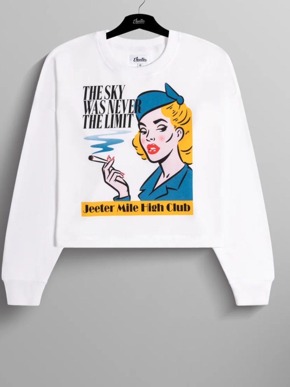 Like New Jeeter Mile High Club White Graphic Crop Shirt